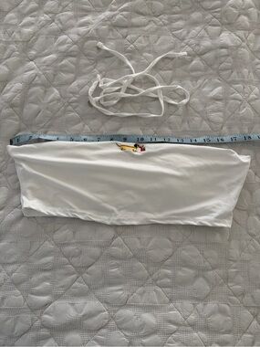 White Bandeau Bikini Top with Embroidered Fox Detail
